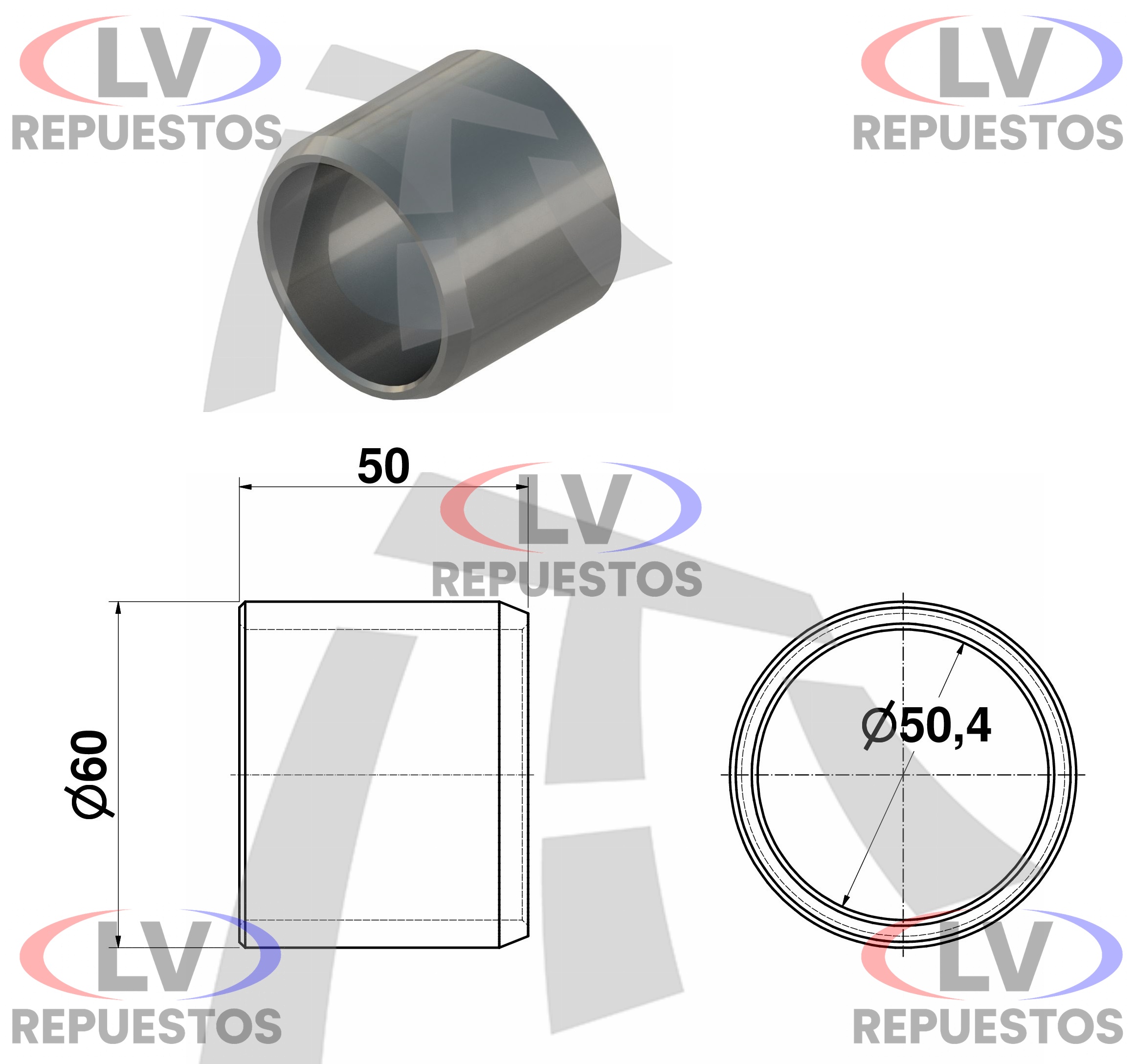 BUJE BALANZA P/ PERNO 50X60X50.4MM THOR