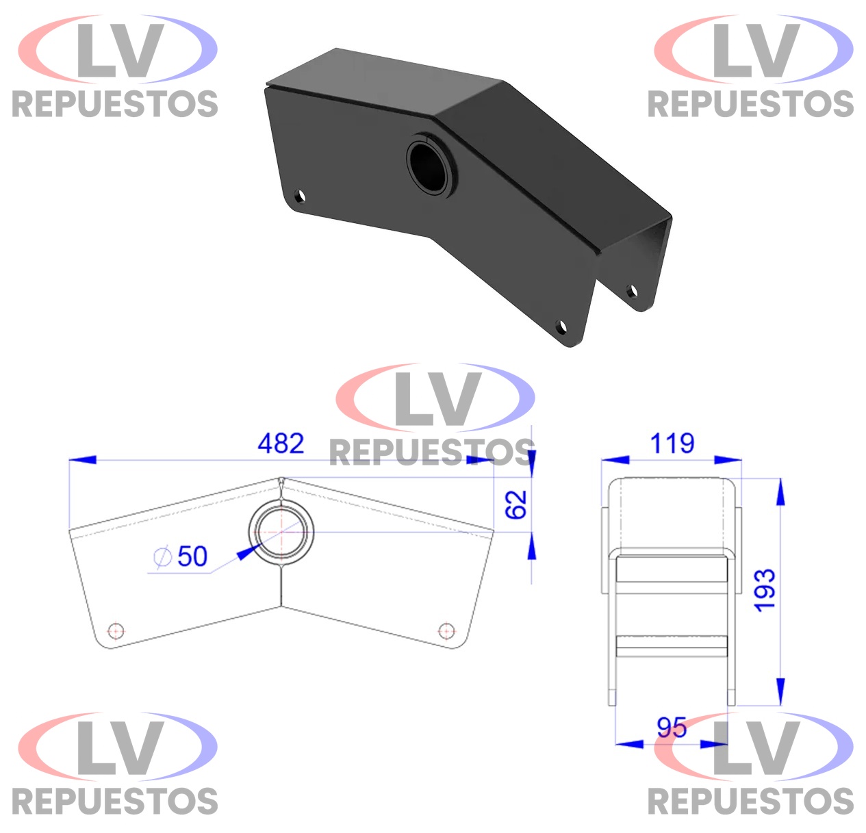 BALANZA TRUCK/CARRETA EN V 482X94MM PERNO 50MM (RANDON) REFORZADO OLIVO
