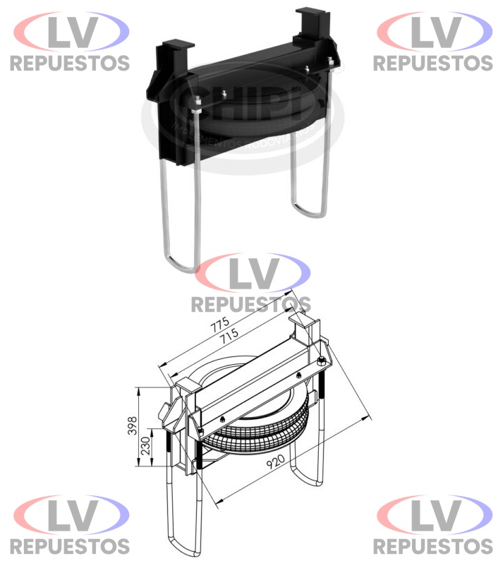 KIT ALZA EJE CARRETA 920MM CHIPI