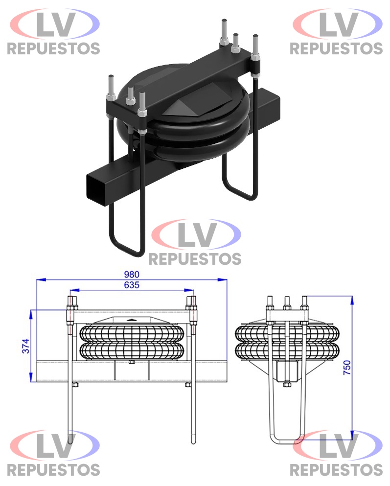 KIT ALZA EJE CARRETA PULMON MAYOR A PRESION OLIVO