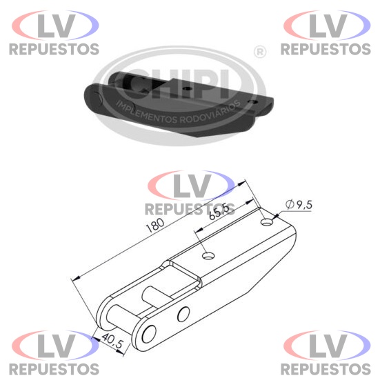 BISAGRA TAPA CARRETA 180MM 2 AGUJEROS CHIPI
