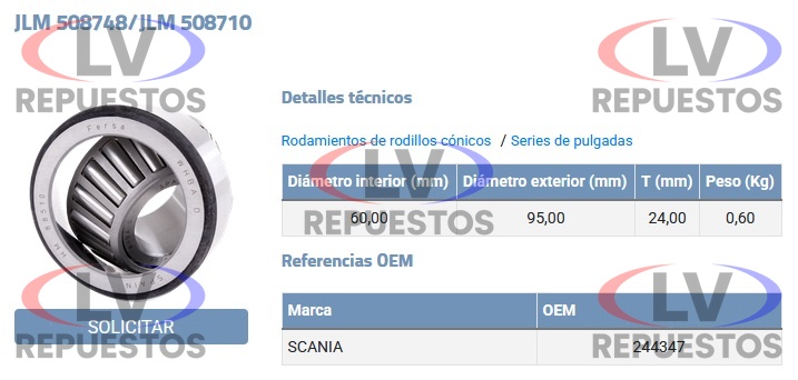 RULEMAN 508748/10 60X95X24 PI�ON DIFERNCIAL FERSA