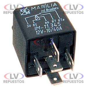 RELAY AUXILIAR DE 5/PATITA 12V C/ SOPORTE 10A/40A MARILLA