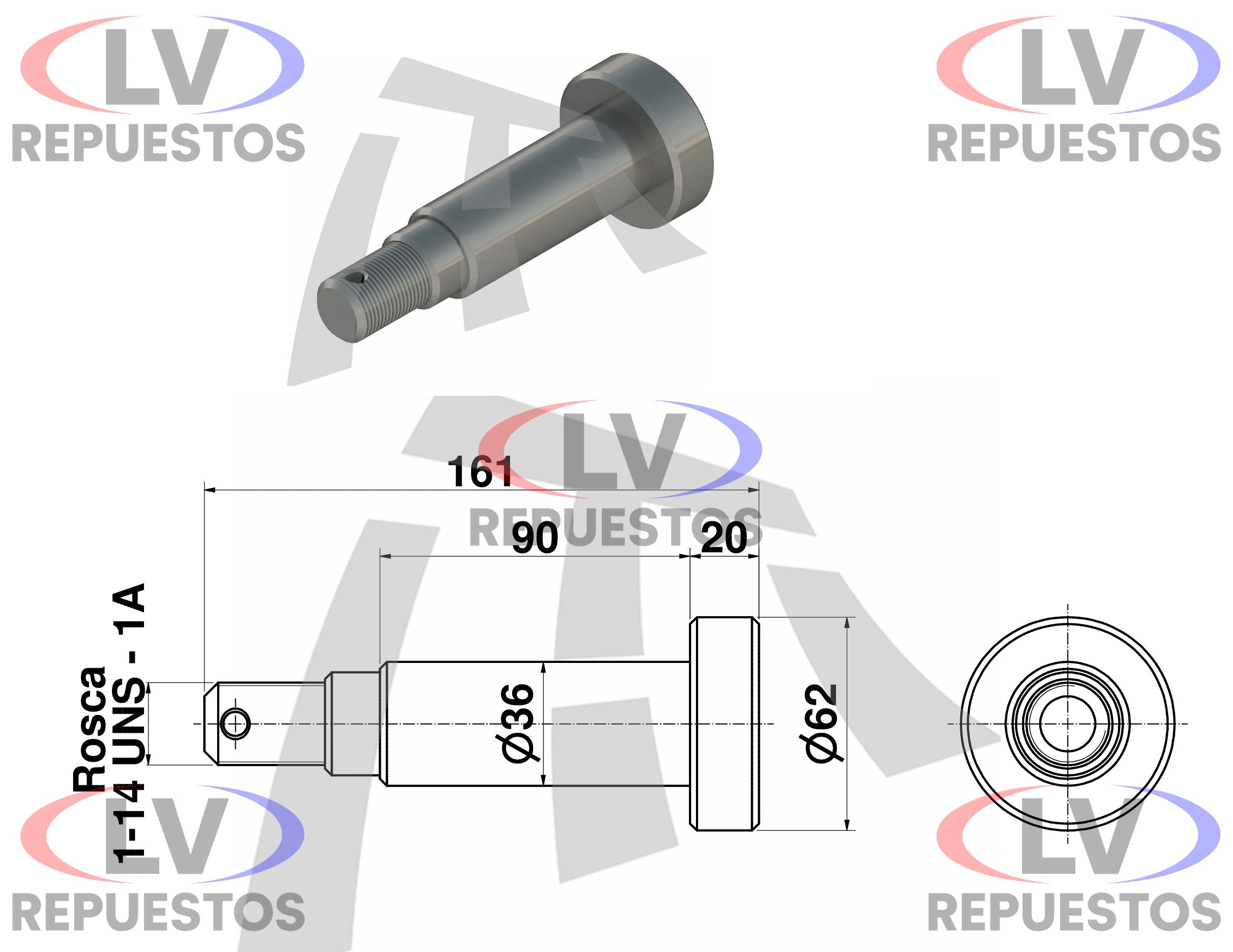 PERNO TENSOR CARRETA 62X36X160MM THOR
