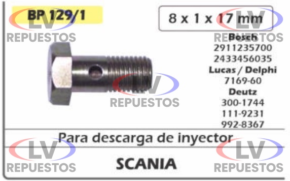BULON HUECO M8X17MM CMD
