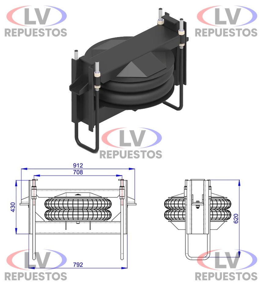 KIT ALZA EJE CARRETA LIBRELATO 912MM OLIVO