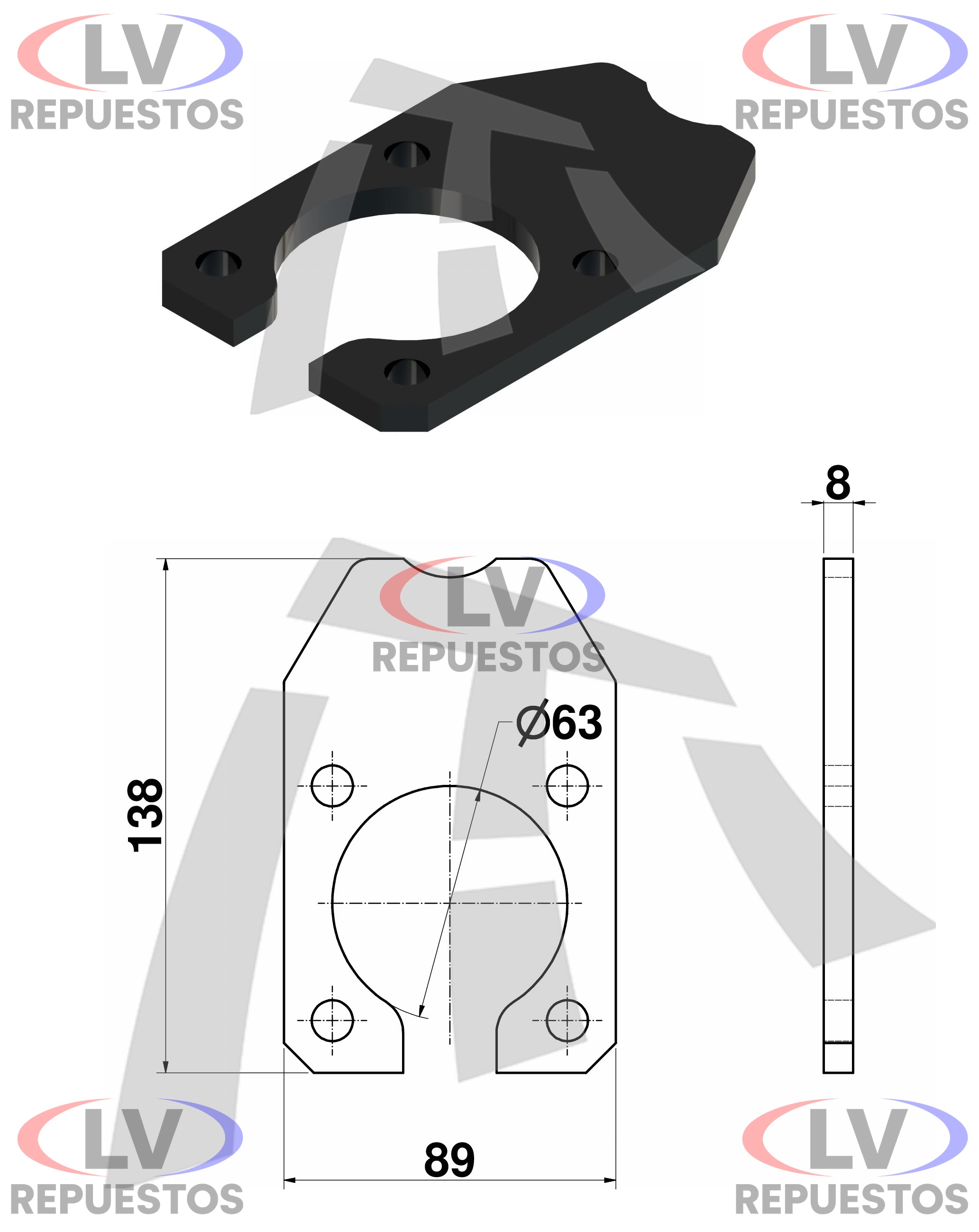 SOPORTE HIERRO DE KIT COMPLETO CARRETA MASTER THOR
