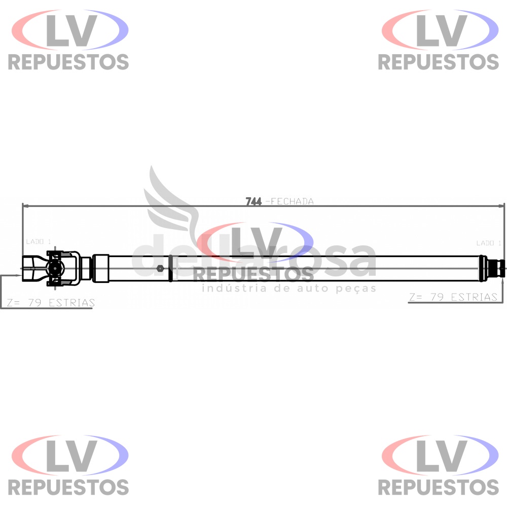 COLUMNA DE DIRECCION CABINA ALTA 744MM S4/S5 DELLAROSA
