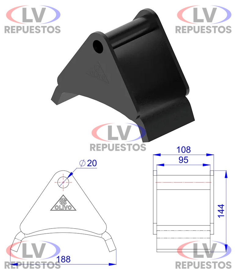 DESLIZANTE TR/DT CARRETA NOMA HASTA 2010 ALTURA 144MM OLIVO