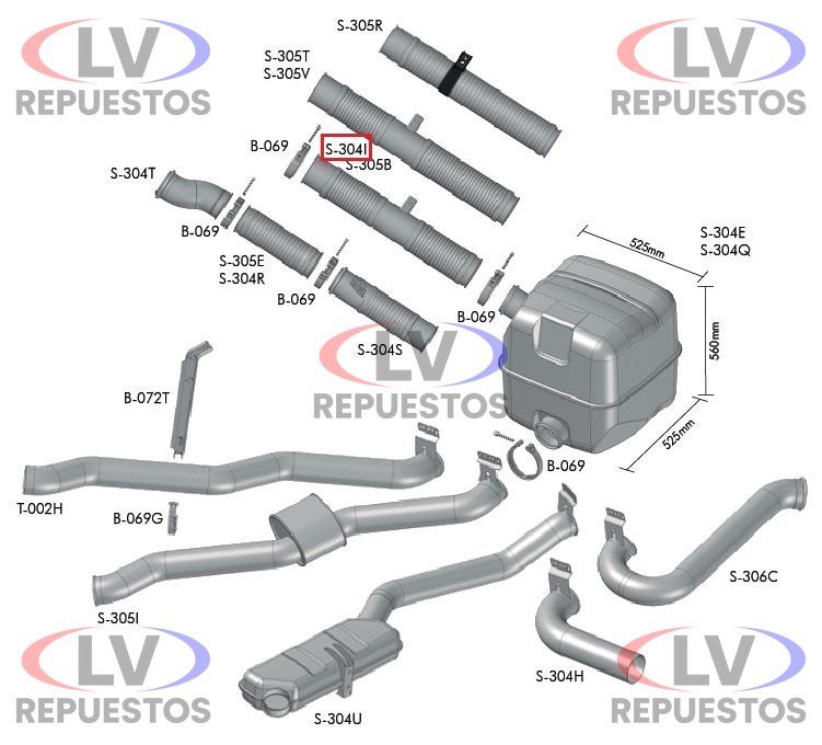CA�O FLEXIBLE ESCAPE SALIDA MOTOR C/ SOPORTE FIJO 4.1/2" 830MM SC S4/S5 BEPO