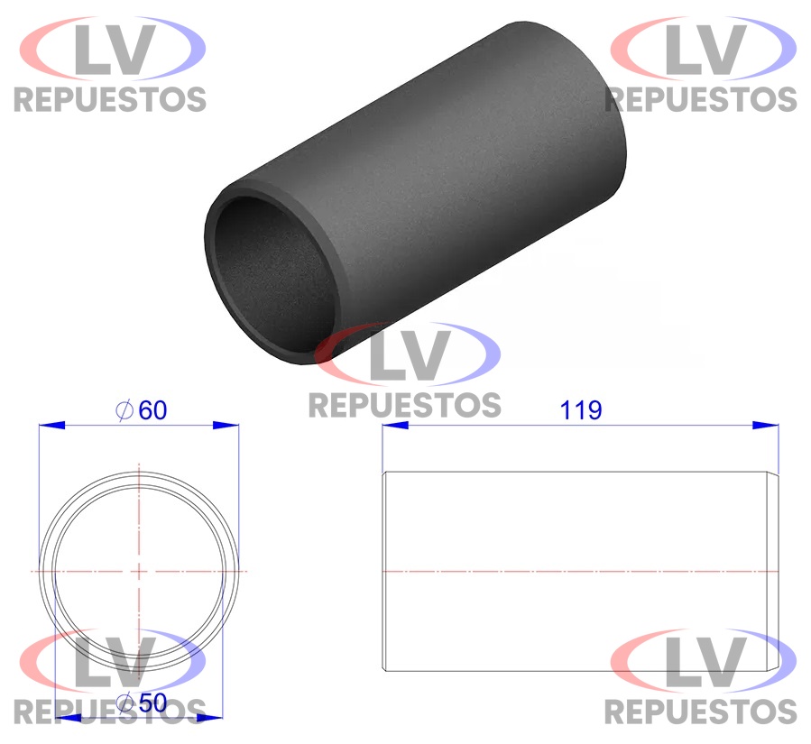 BUJE BALANZA 50X60X120MM CARRETA RANDON/GUERRA OLIVO