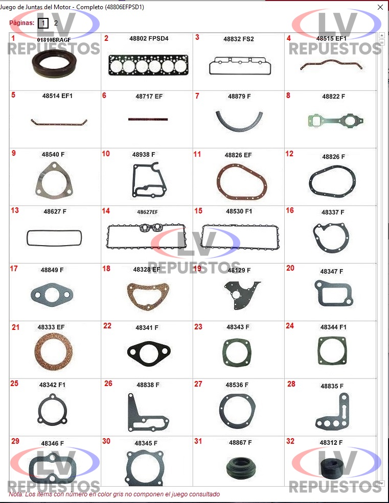JUEGO JUNTA MOTOR COMPLETO C/ RETEN OM352 SIMPLE MBB SABO