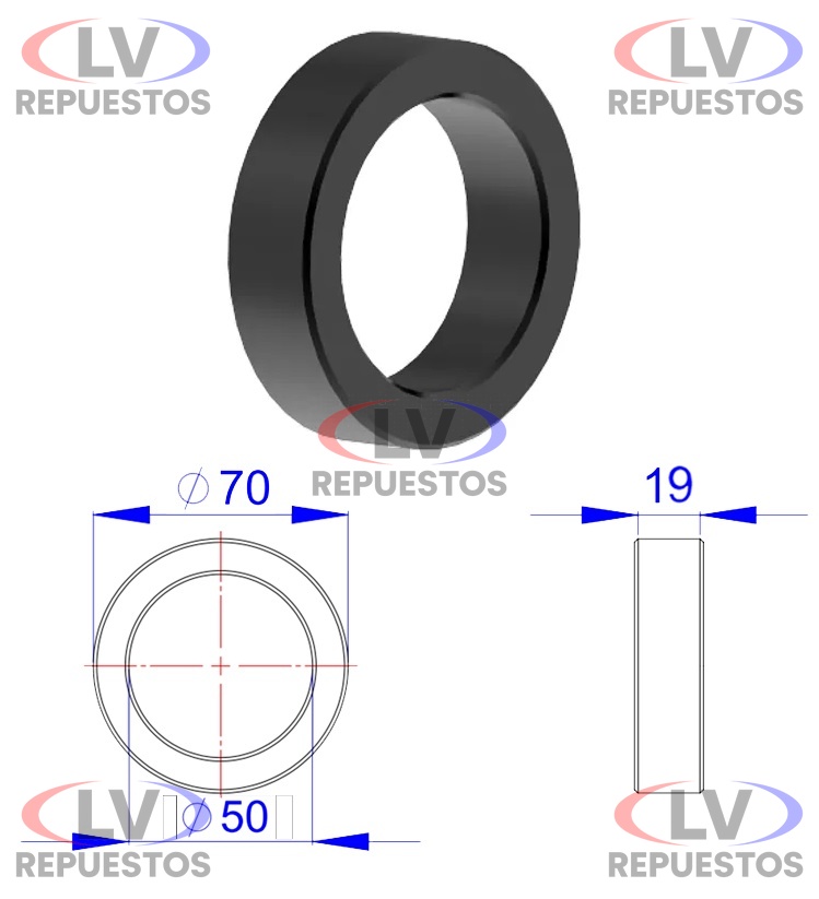 MANCAL PERNO BALANZA 50X19X70MM (REDONDO)CARRETA TODAS OLIVO