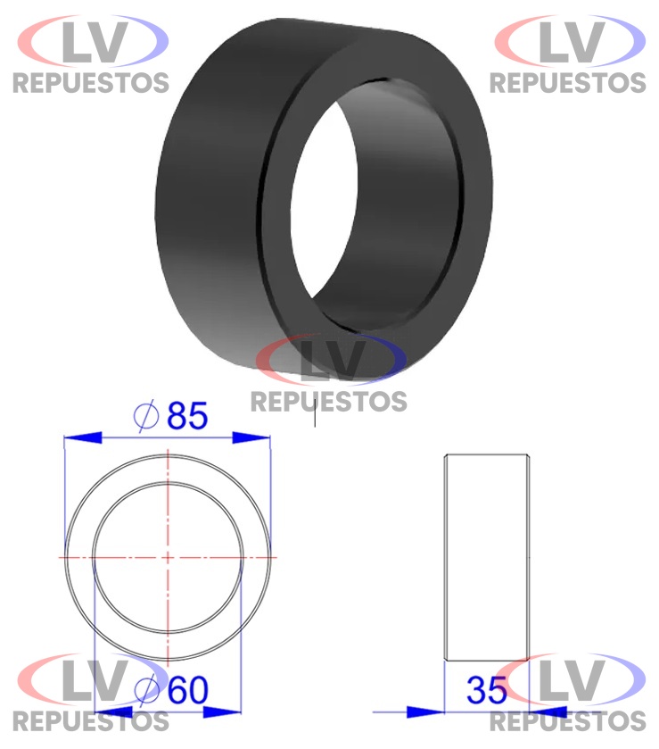 MANCAL PERNO BALANZA 60X35X85MM (REDONDO)CARRETA TODAS OLIVO