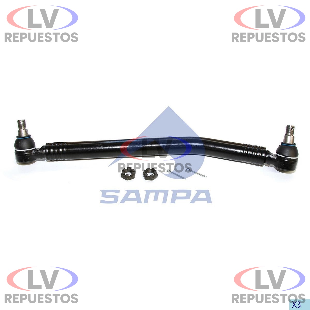 BARRA DIRECCION CORTA EJE DOBLE 608MM SC S4/S5 SAMPA