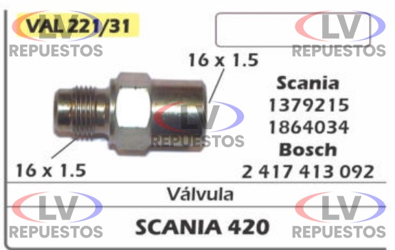 VALVULA RETENCION COMBUSTIBLE 11/12/16 LITROS 6 KG S4/S5 CMD