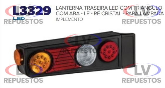 FARO TR. CARRETA LED REVERSA A FOCO C/ TRIANGULO C/ ABA L.E IVA AUTO PECAS