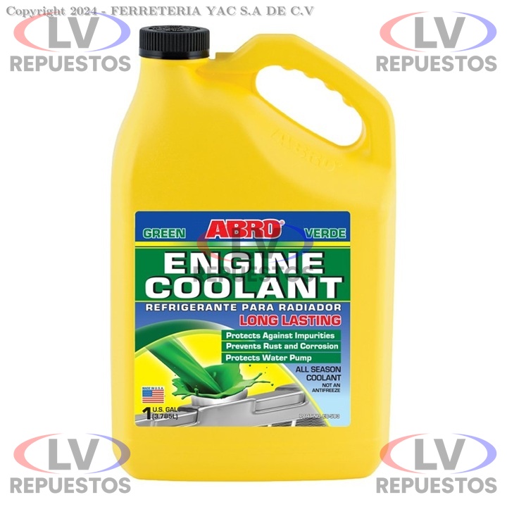 REFRIGERANTE RADIADOR VERDE ABRO 4L