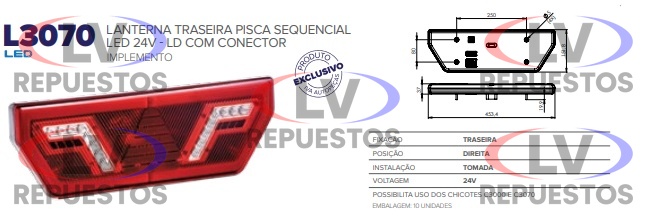 FARO SE�ALERO CARRETA UNIVERSAL L.D LED 24V IVA AUTO PECAS