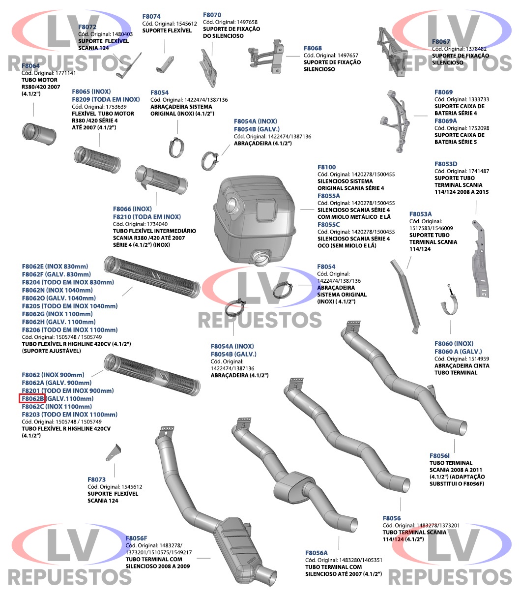 CA�O FLEXIBLE ESCAPE SALIDA MOTOR C/ SOPORTE FIJO 4.1/2" 1100MM SC S4/S5 FADO