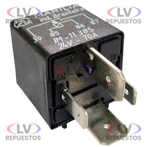RELAY AUXILIAR 24V 70A 4/PATITA C/ SOPORTE MARILIA