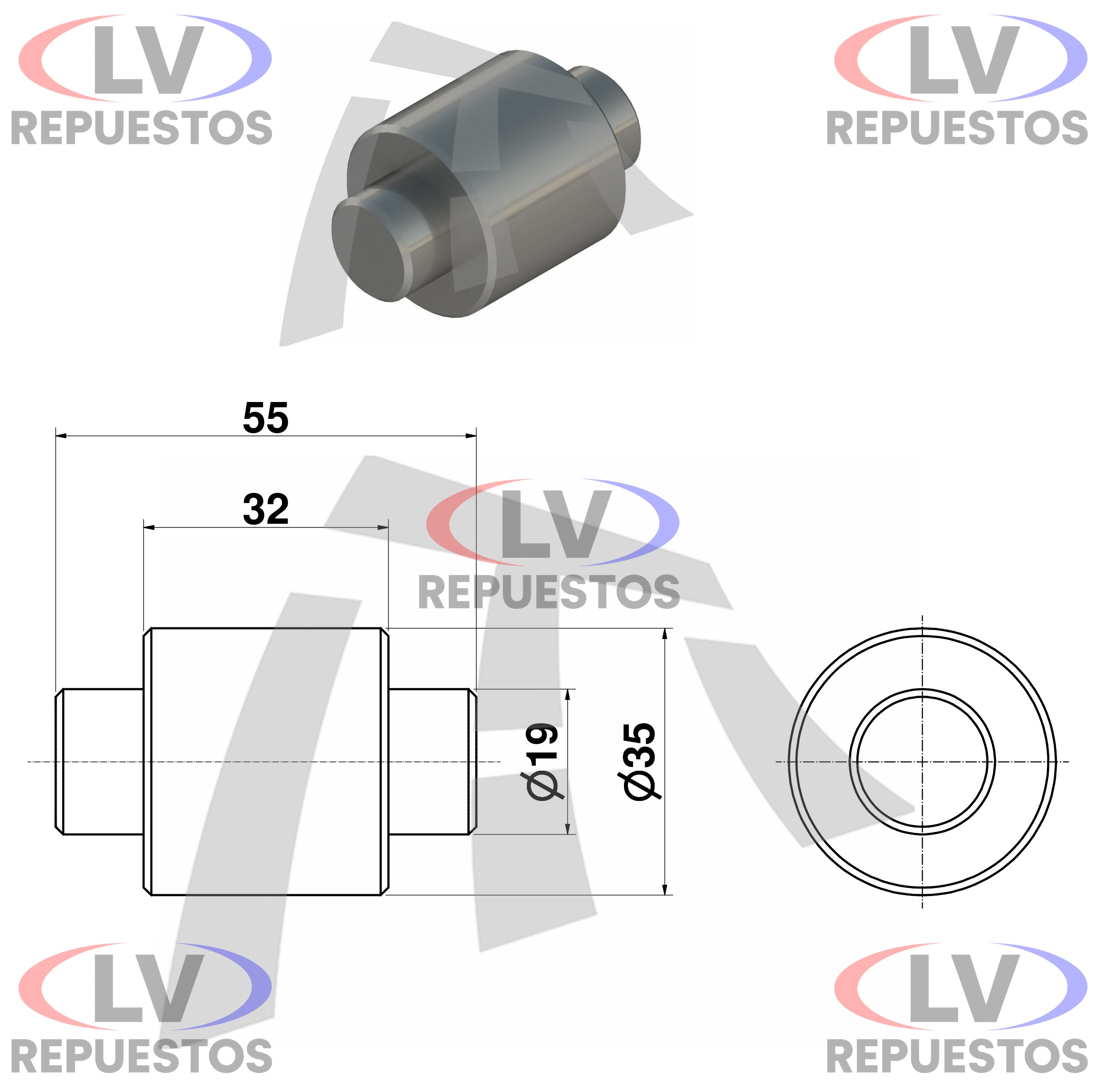 RODILLO ZAPATA DE FRENO BENDIX 35X19X58MM THOR