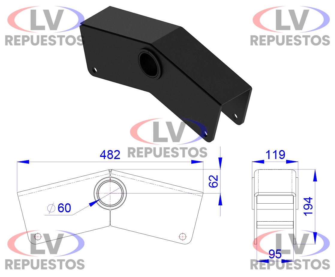 BALANZA TRUCK/CARRETA EN V DE 60MM OLIVO
