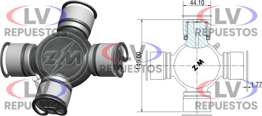 CRUCETA CARDAN DE 44MM SC-111 ZM