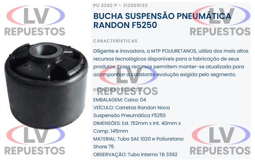 BUJE EJE SEPARADO 40X152X145MM CARRETA RANDON MTP