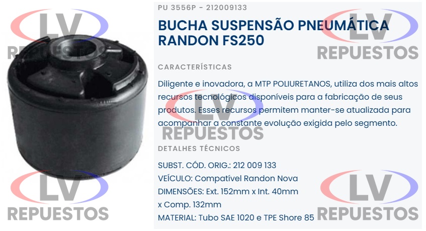 BUJE EJE SEPARADO 40X152X132MM CARRETA RANDON MTP