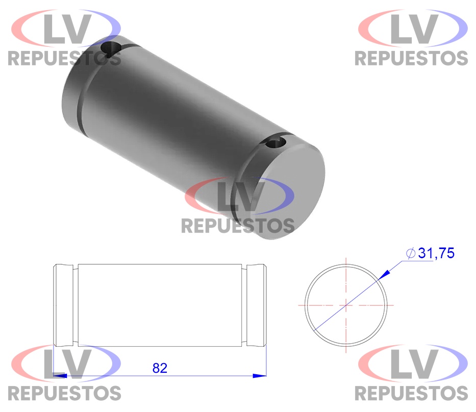 PERNO RODILLO RONDANA ZAPATA DE 32X82MM OLIVO