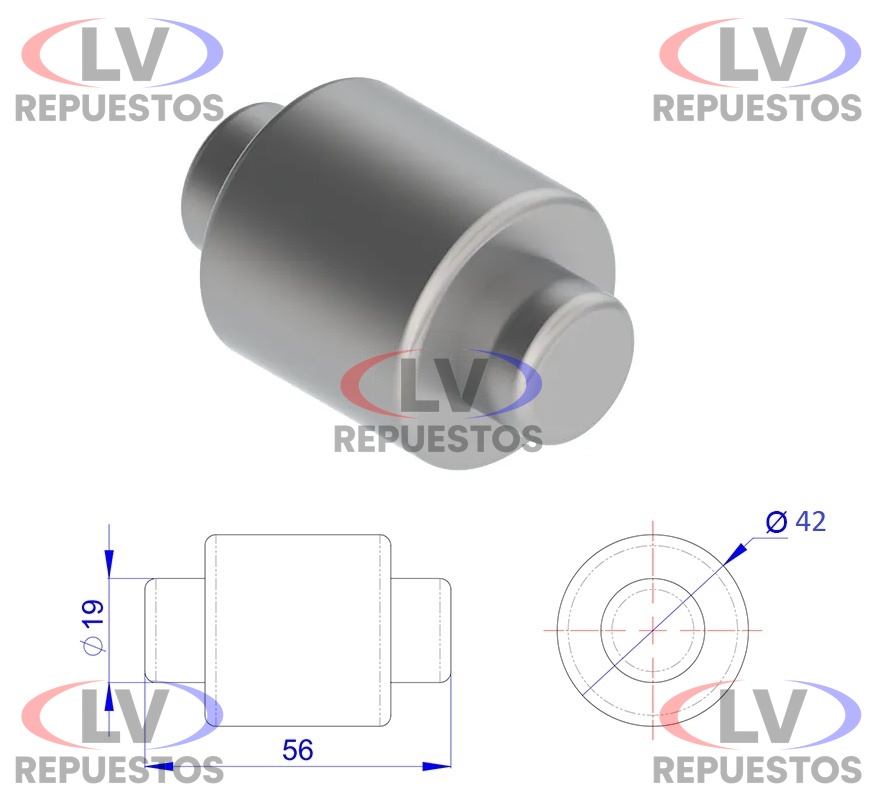 RODILLO ZAPATA DE FRENO BENDIX 42X19X58MM OLIVO