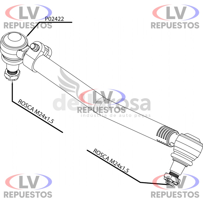 BARRA DE DIRECCION CORTA SC-112 TROMPUDO 573MM DELLAROSA