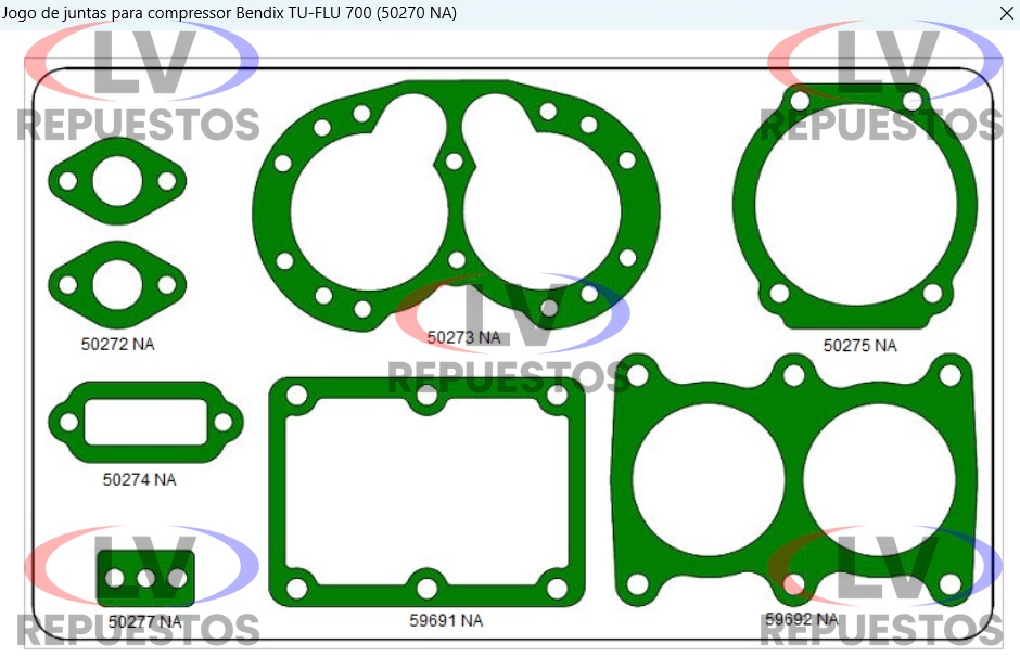 JUEGO JUNTA SOLO COMPRESOR BENDIX SANTA CRUZ
