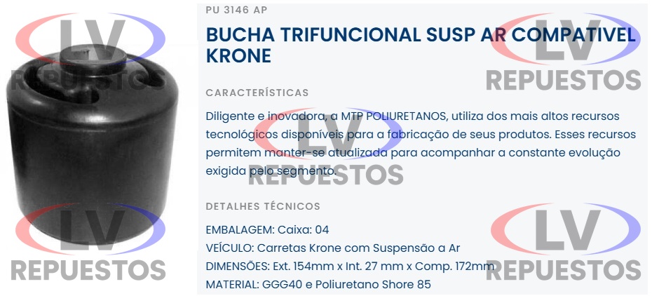 BUJE EJE SEPARADO 27X154X172MM CARRETA KRONE MTP