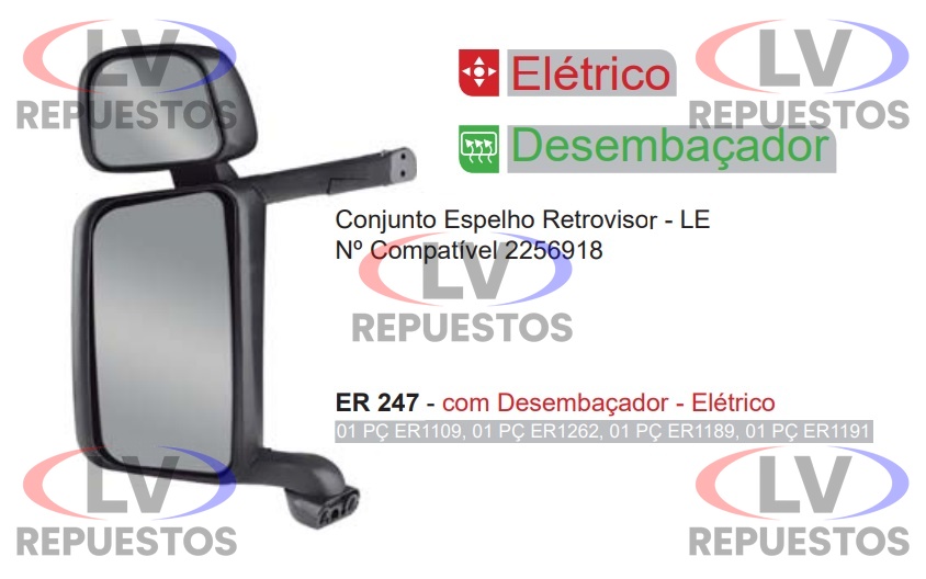 ESPEJO RETROVISOR LI C/ DES. C/ AUX. ELECTRICO BRAZO ALUM. S4/S5 FABBOF