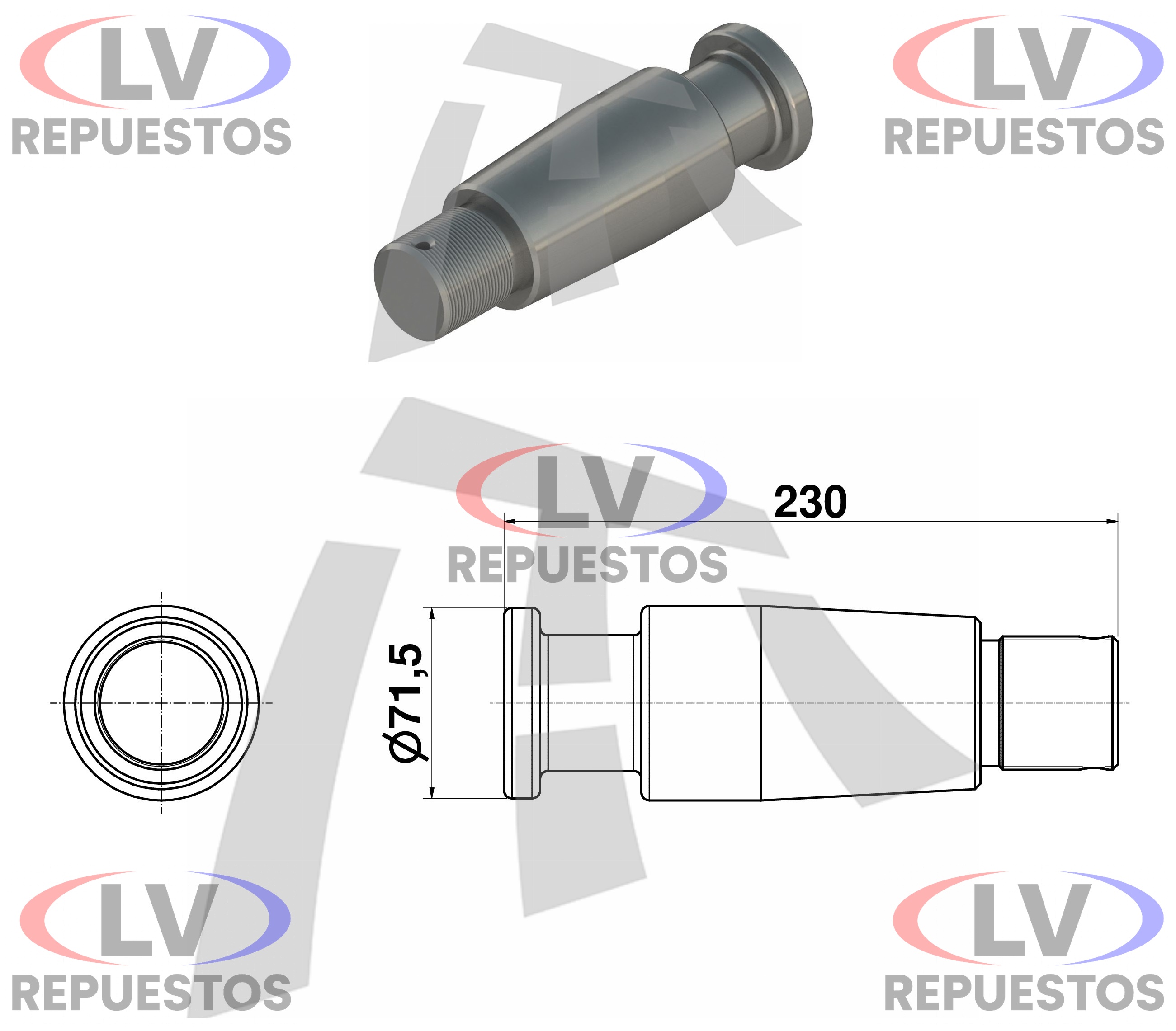 PERNO REY C/ROSCA M50 CARRETA THOR