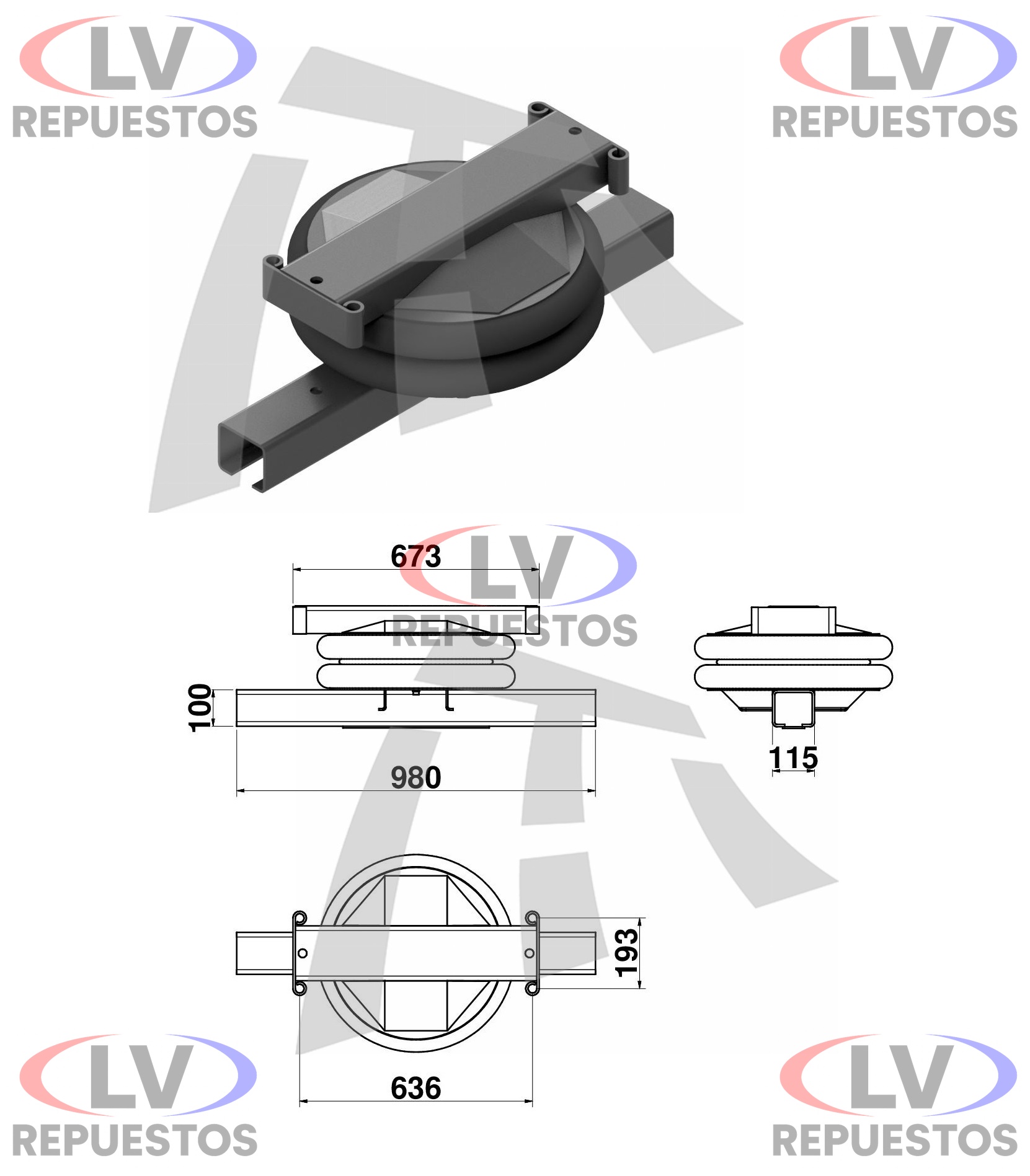 KIT ALZA EJE TRUCK/CARRETA 980MM THOR