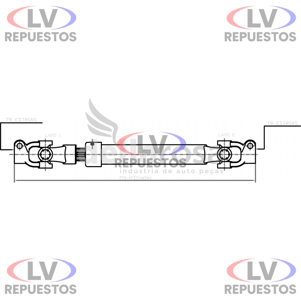 COLUMNA DE DIRECCION 770MM SC-113/T143 DELARROSA