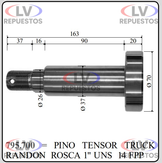 PERNO TENSOR TRUCK/CARRETA 70X163MM FAMA