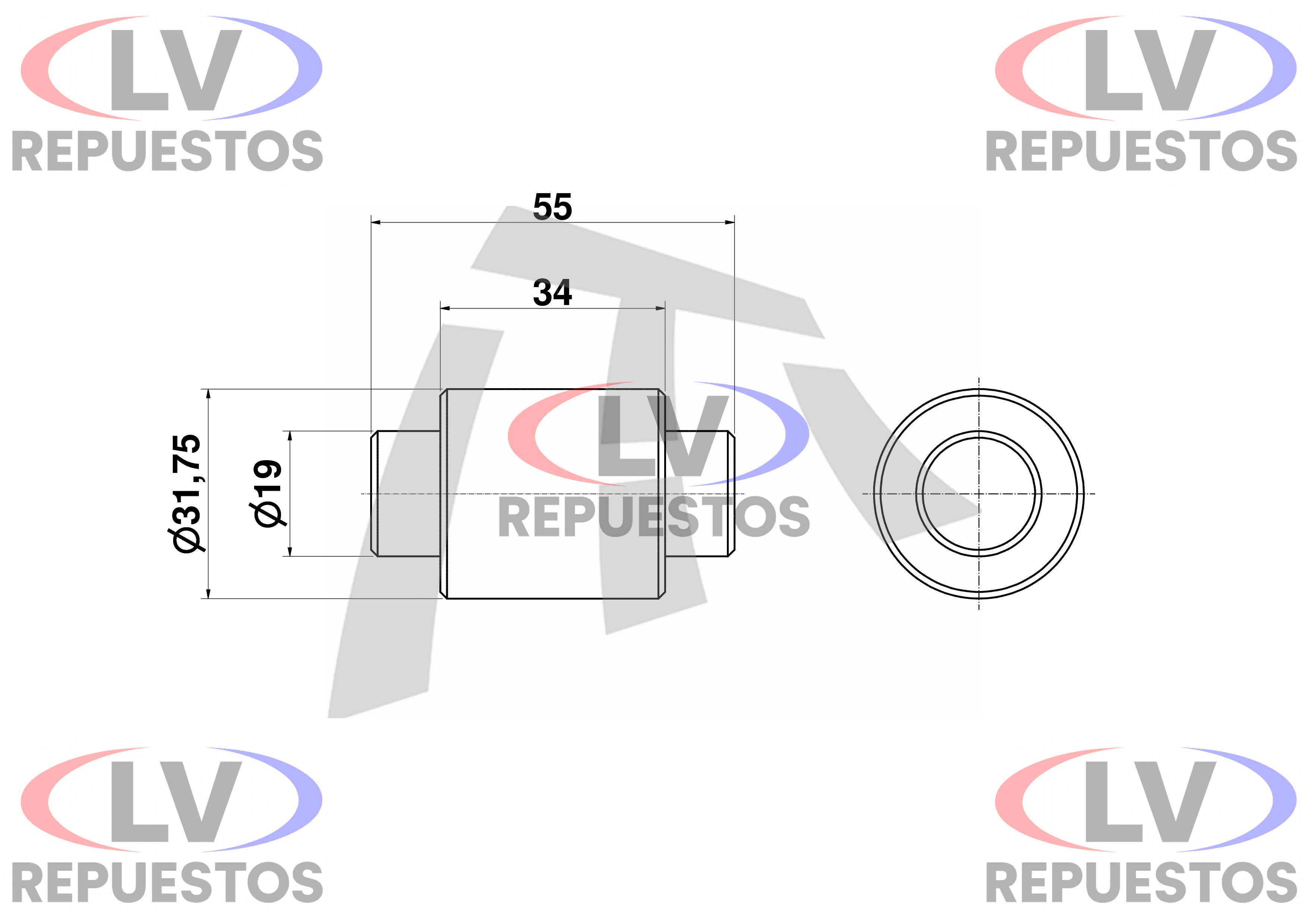 RODILLO ZAPATA DE FRENO BENDIX 32X19X58MM THOR