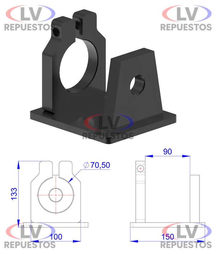 SOPORTE TENSOR DE 70MM C/ BASE OLIVO