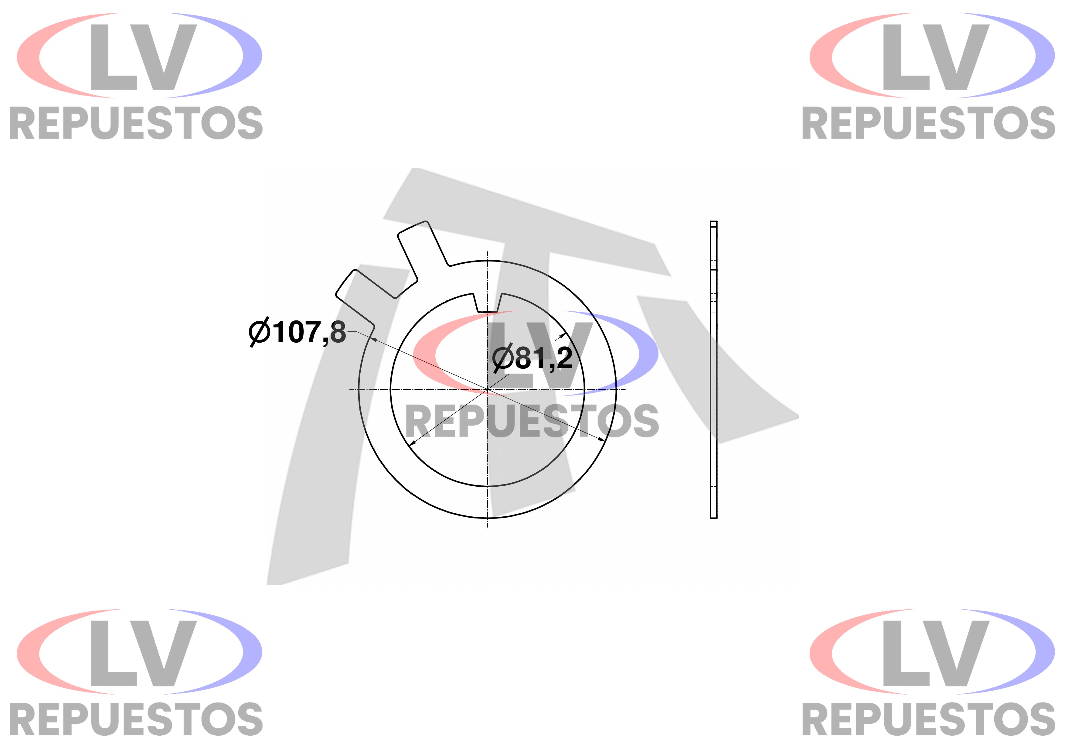 SEGURO ARA�A MAZA CARRETA 81.2X107.8MM C/ 2 PESTA�AS RANDON THOR