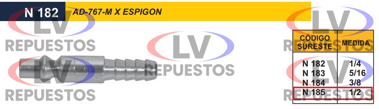PERNO ENGATE RAPIDO ESPIGON P/ MANGUERA 1/2