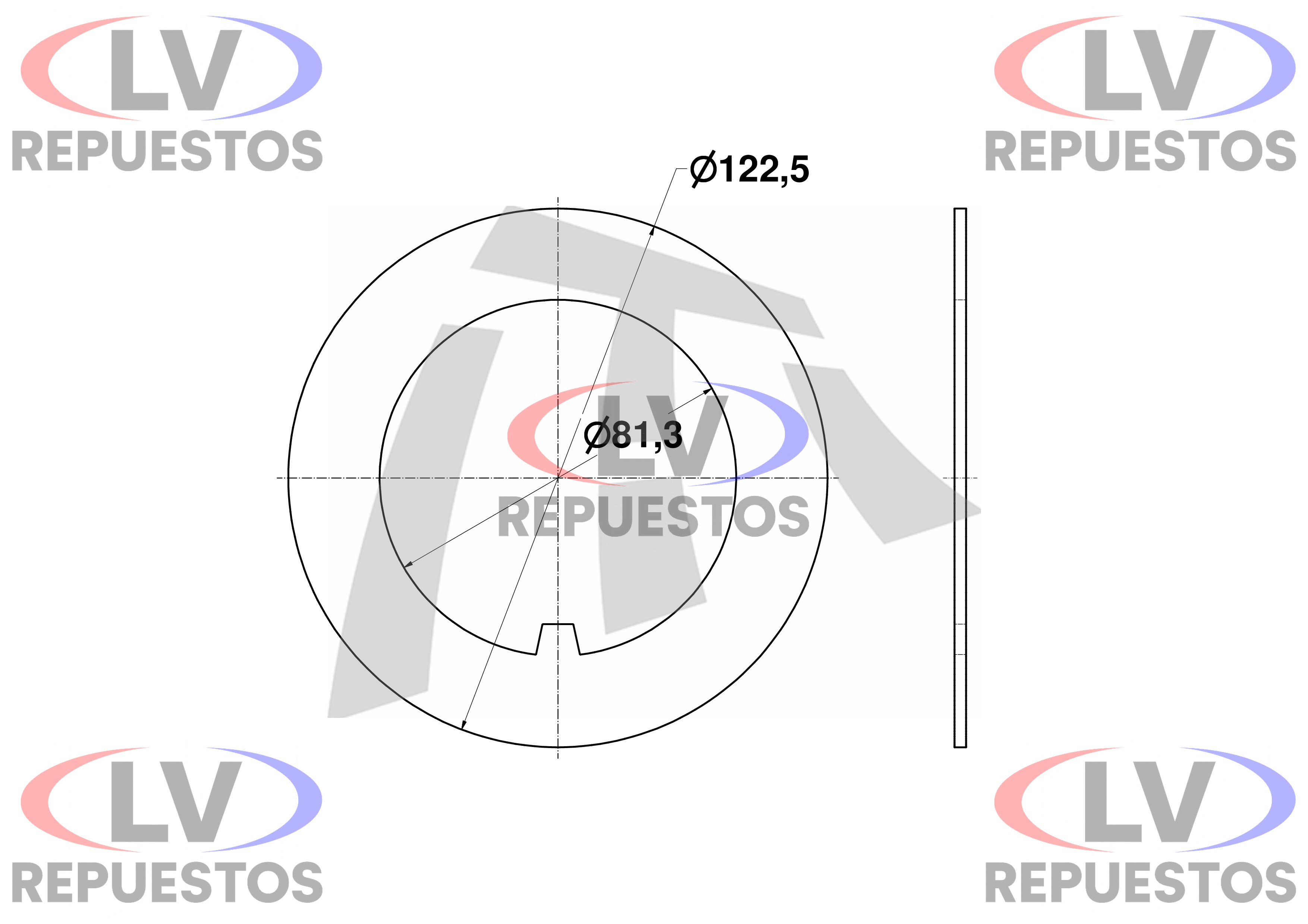 SEGURO ARANDELA MAZA CARRETA 81.3X122.5MM C/ 1 PESTA�A RANDON THOR