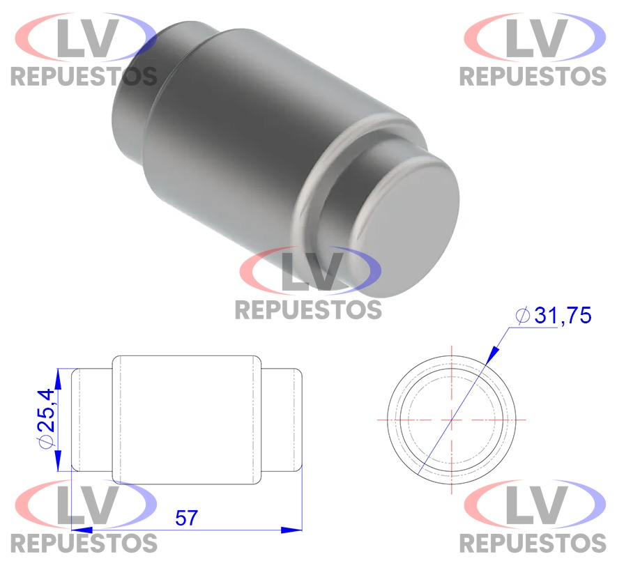 RODILLO ZAPATA DE FRENO MASTER 25.4X31.75X57MM OLIVO