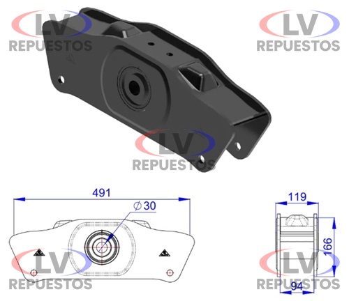 BALANZA CARRETA ELASTICO 90MM PERNO 30MM RANDON 2012 OLIVO