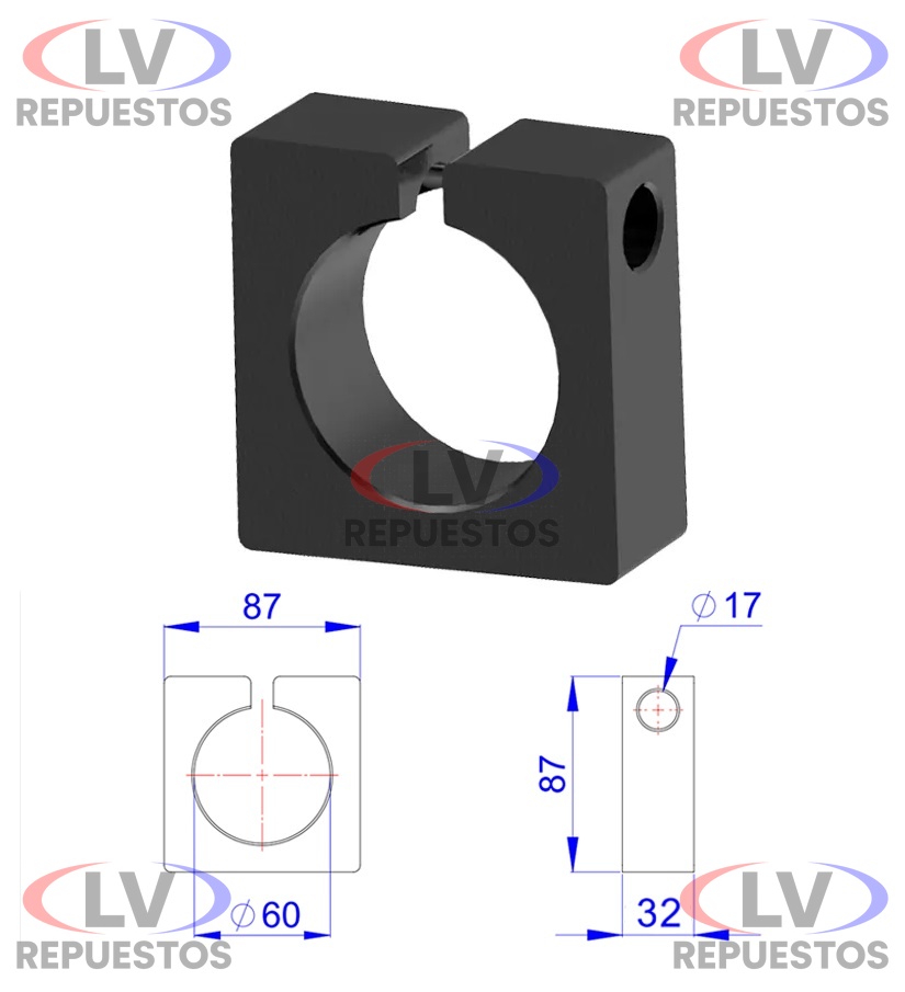 MANCAL PERNO BALANZA 60MM EXT. (CUADRADO) THOR