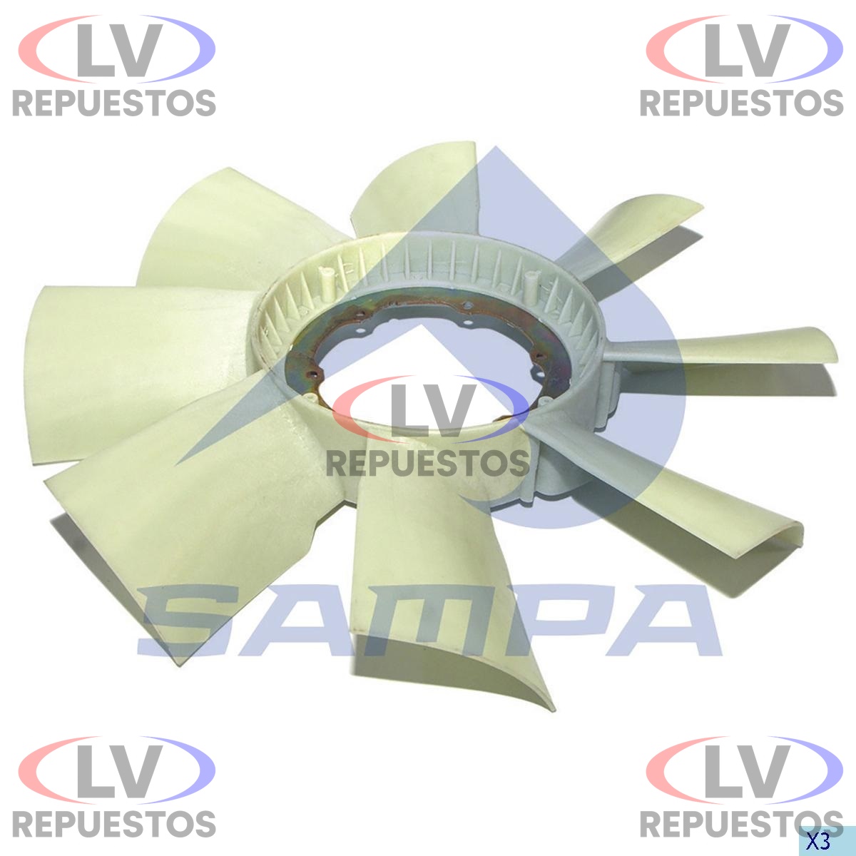 ALETA RADIADOR 68CM 8 PALAS 6 BULONES S4 P114/124 SAMPA