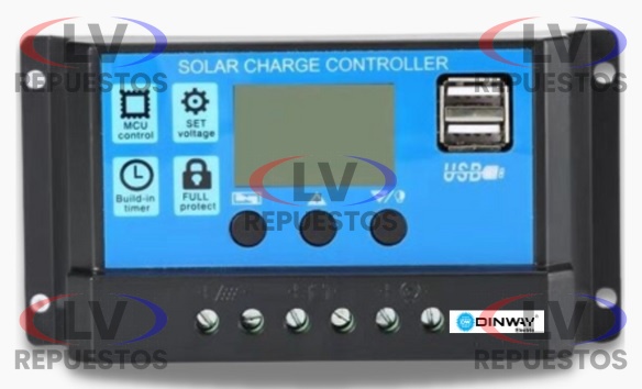 CONTROLADOR PANEL SOLAR PWM 40A 12/24V DINWAY